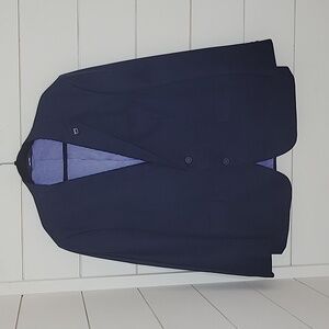CROWN & IVY navy blue blazer 46R cotton/poly bland